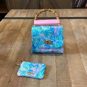 NWOT Lilly Pulitzer Bamboo Handle Bag and Matching Wallet